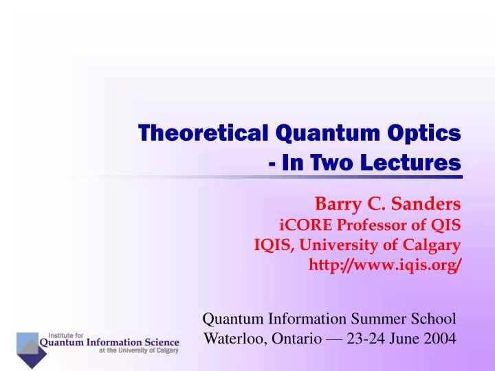 theoretical quantum optics in two lectures