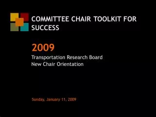 COMMITTEE CHAIR TOOLKIT FOR SUCCESS