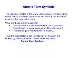 Atomic Term Symbols