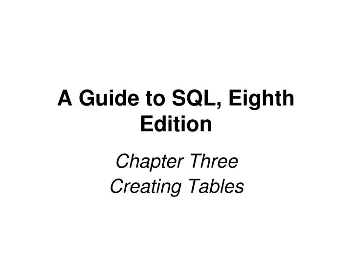 a guide to sql eighth edition