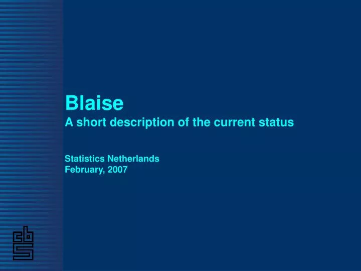 blaise a short description of the current status statistics netherlands february 2007