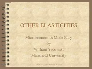 OTHER ELASTICITIES