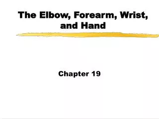 The Elbow, Forearm, Wrist, and Hand