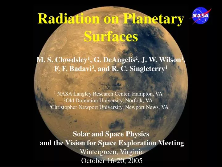 radiation on planetary surfaces
