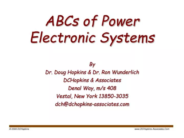 abcs of power electronic systems