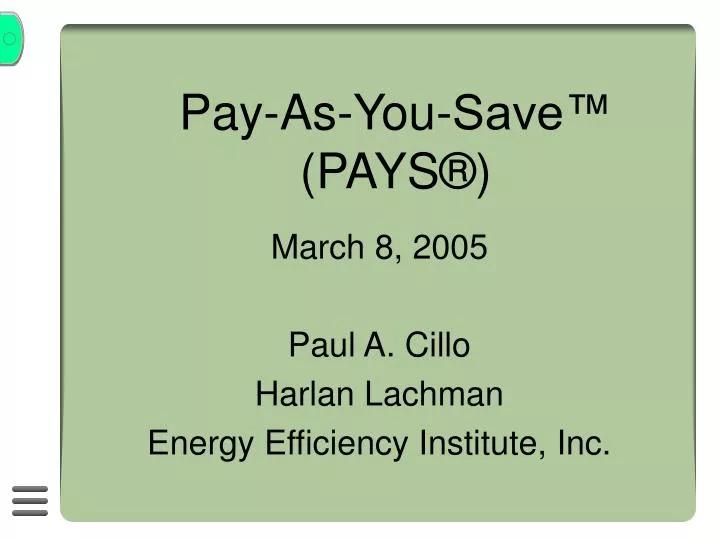 pay as you save pays