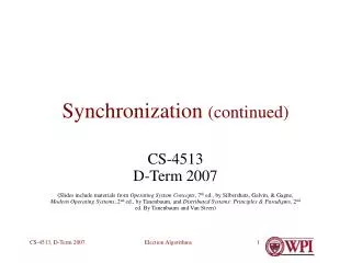 Synchronization (continued)