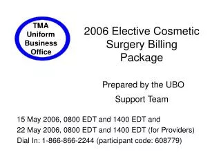 2006 Elective Cosmetic Surgery Billing Package Prepared by the UBO Support Team
