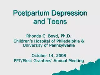 Postpartum Depression and Teens