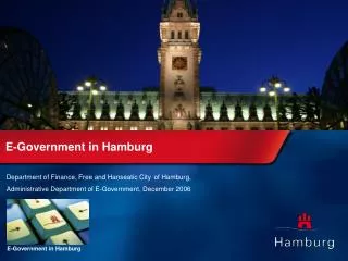 Department of Finance, Free and Hanseatic City of Hamburg, Administrative Department of E-Government, December 2006