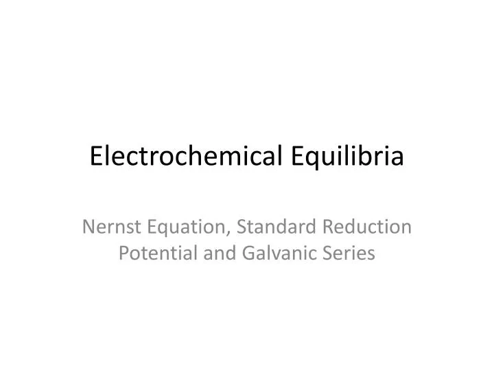 electrochemical equilibria