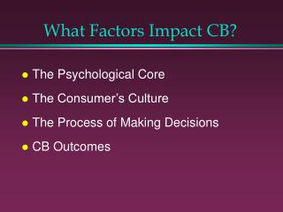 What Factors Impact CB?