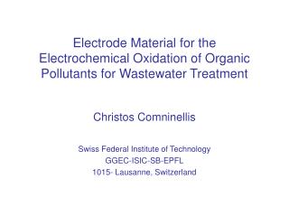 Electrode Material for the Electrochemical Oxidation of Organic Pollutants for Wastewater Treatment