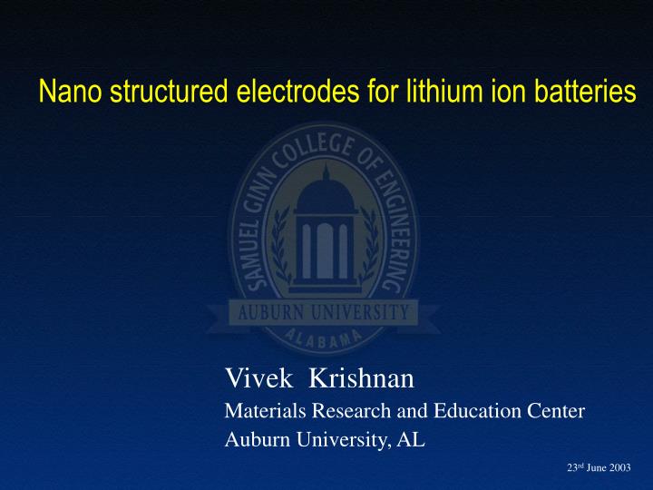 nano structured electrodes for lithium ion batteries
