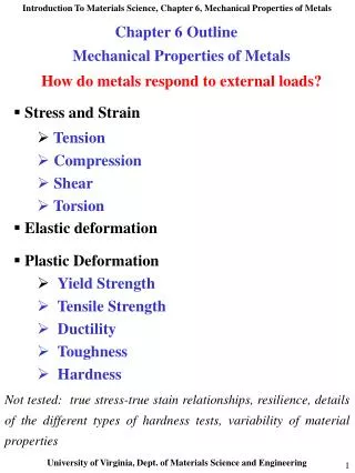 Mechanical Properties of Metals How do metals respond to external loads? Stress and Strain Tension Compression Shear