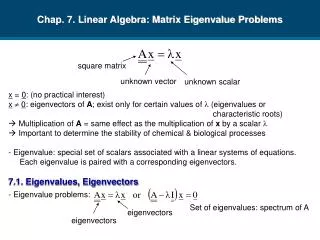 Chap. 7. Linear Algebra: Matrix Eigenvalue Problems