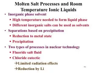 Molten Salt Processes and Room Temperature Ionic Liquids