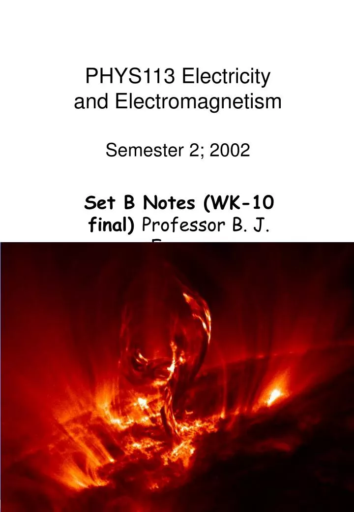 phys113 electricity and electromagnetism semester 2 2002