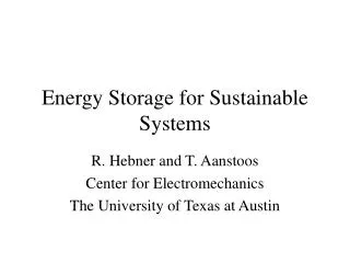 Energy Storage for Sustainable Systems