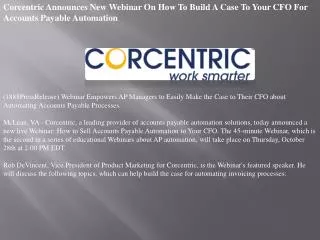 Corcentric Announces New Webinar On How To Build A Case To Y