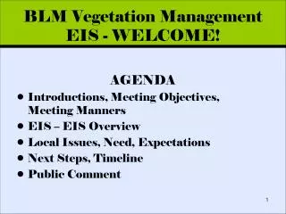 BLM Vegetation Management EIS - WELCOME!