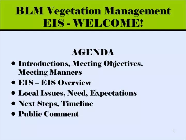 blm vegetation management eis welcome