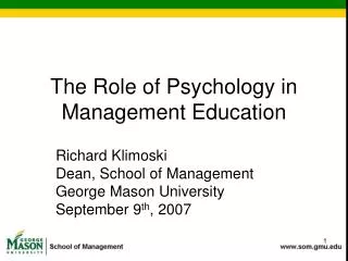 The Role of Psychology in Management Education