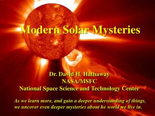 Modern Solar Mysteries