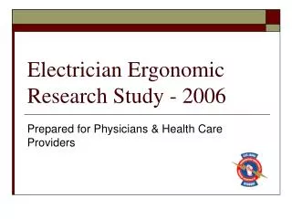 Electrician Ergonomic Research Study - 2006