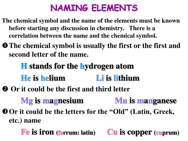naming elements