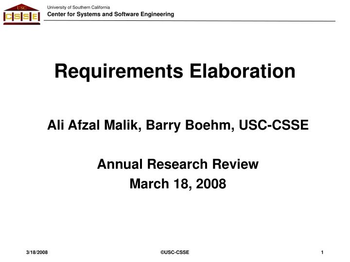 requirements elaboration
