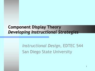 Component Display Theory Developing Instructional Strategies