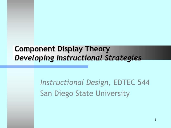 component display theory developing instructional strategies