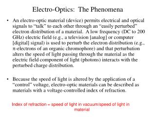 Electro-Optics: The Phenomena