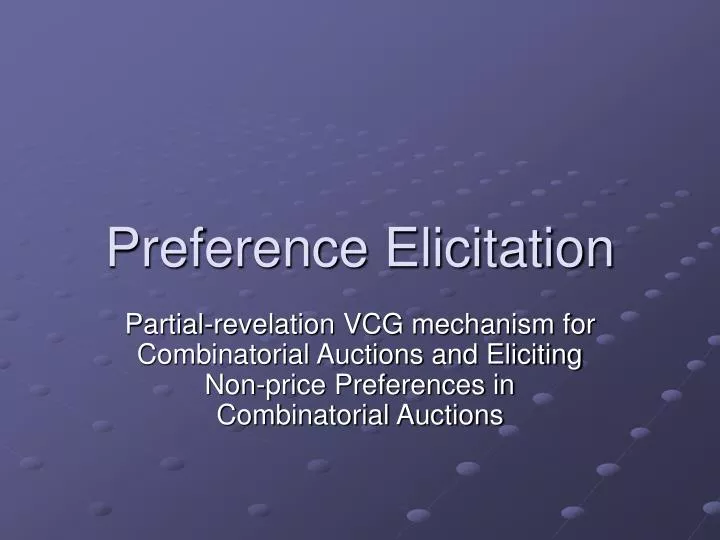 preference elicitation