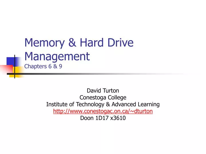 memory hard drive management chapters 6 9