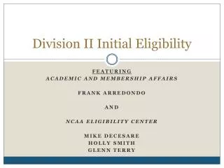 Division II Initial Eligibility