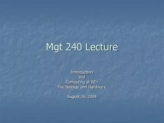 Mgt 240 Lecture