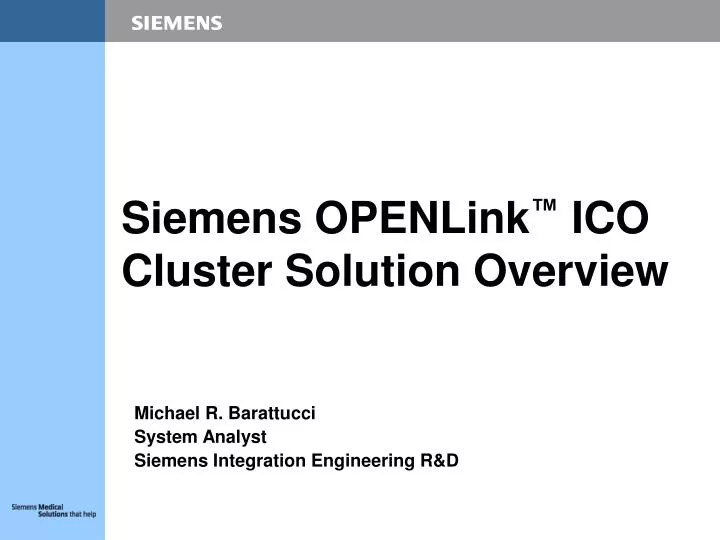 siemens openlink ico cluster solution overview