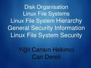 Disk Organisation Linux File Systems Linux File System Hierarchy General Security Information Linux File System Securit