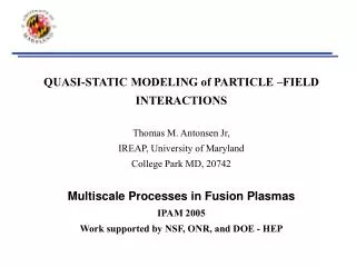 Separation of Scales in Wave - Particle Interactions