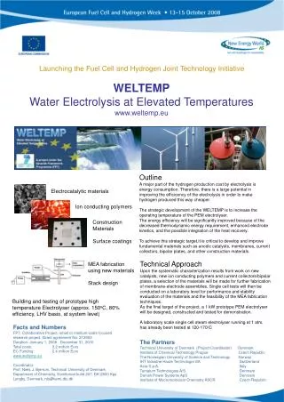 WELTEMP Water Electrolysis at Elevated Temperatures weltemp.eu