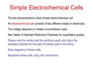 Simple Electrochemical Cells
