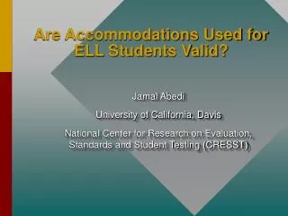 Are Accommodations Used for ELL Students Valid?
