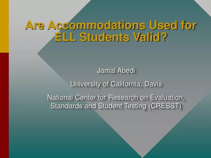 are accommodations used for ell students valid
