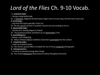 Lord of the Flies Ch. 9-10 Vocab.