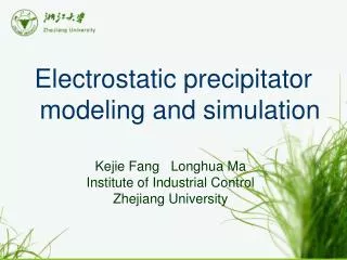 Electrostatic precipitator modeling and simulation