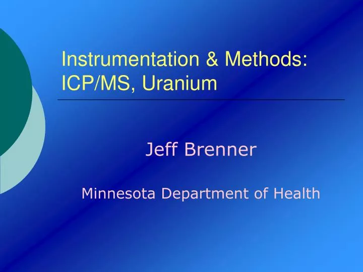instrumentation methods icp ms uranium