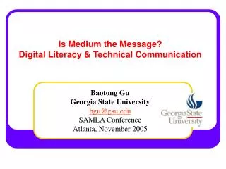 Is Medium the Message? Digital Literacy &amp; Technical Communication