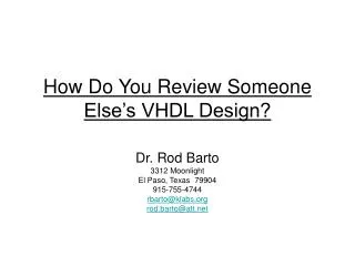 How Do You Review Someone Else’s VHDL Design?